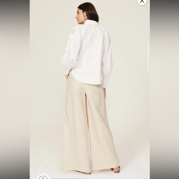 Veronica Beard Lilah Lace Cut Out Geometric Abstract White Eyelet Blouse Size 4 - Picture 4 of 11